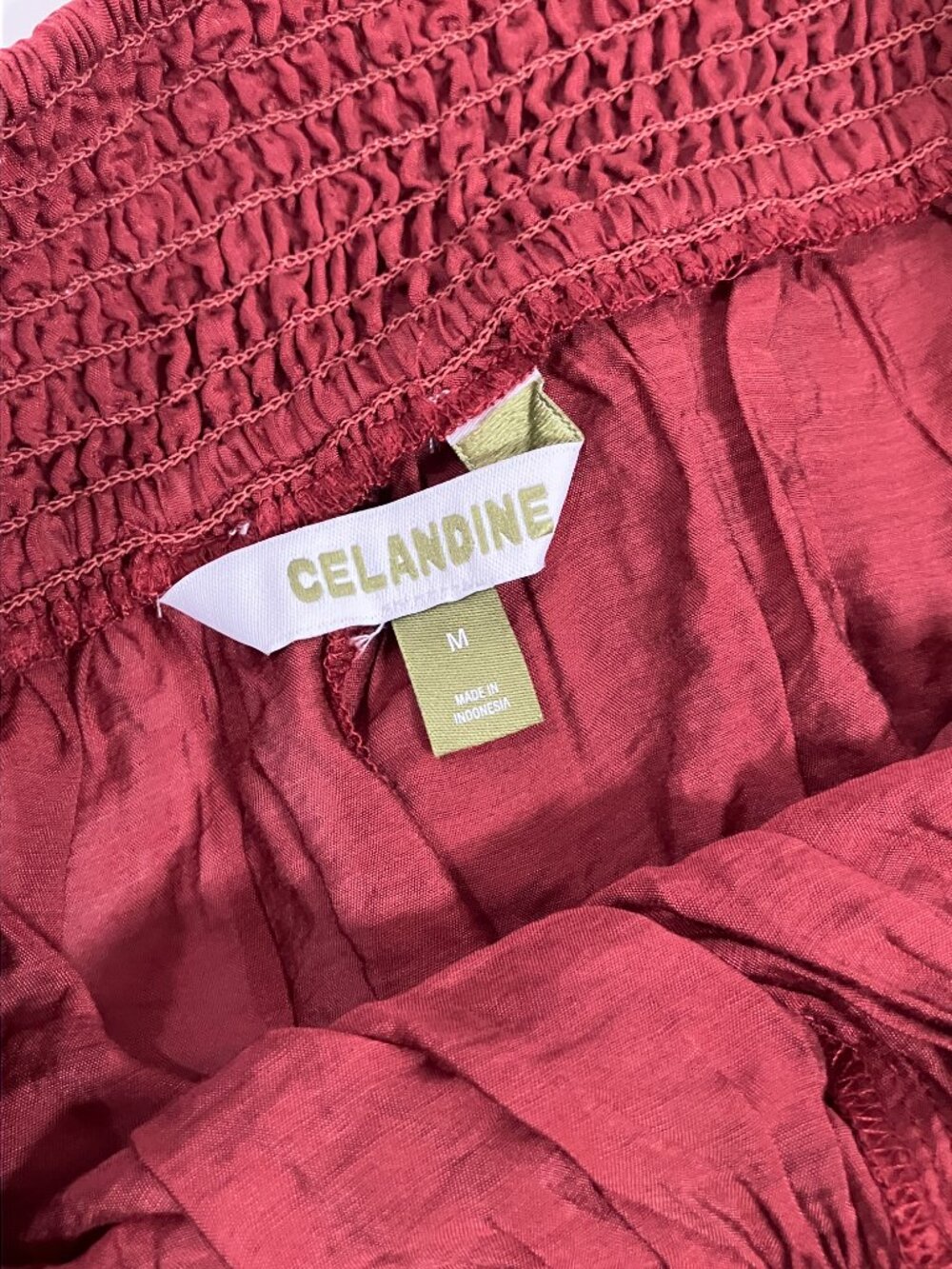NWT Anthropologie Celandine Smocked Balloon Pants Deep Auburn Barrel Trousers M - Picture 10 of 10
